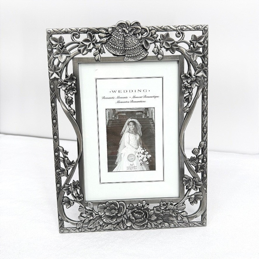 Wilton Pewter Wedding Photo Frame Floral Bells Romantic Memories Gift 5x7 NEW